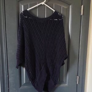 Anthropologie Cupcakes & cashmere Navy Knit Poncho